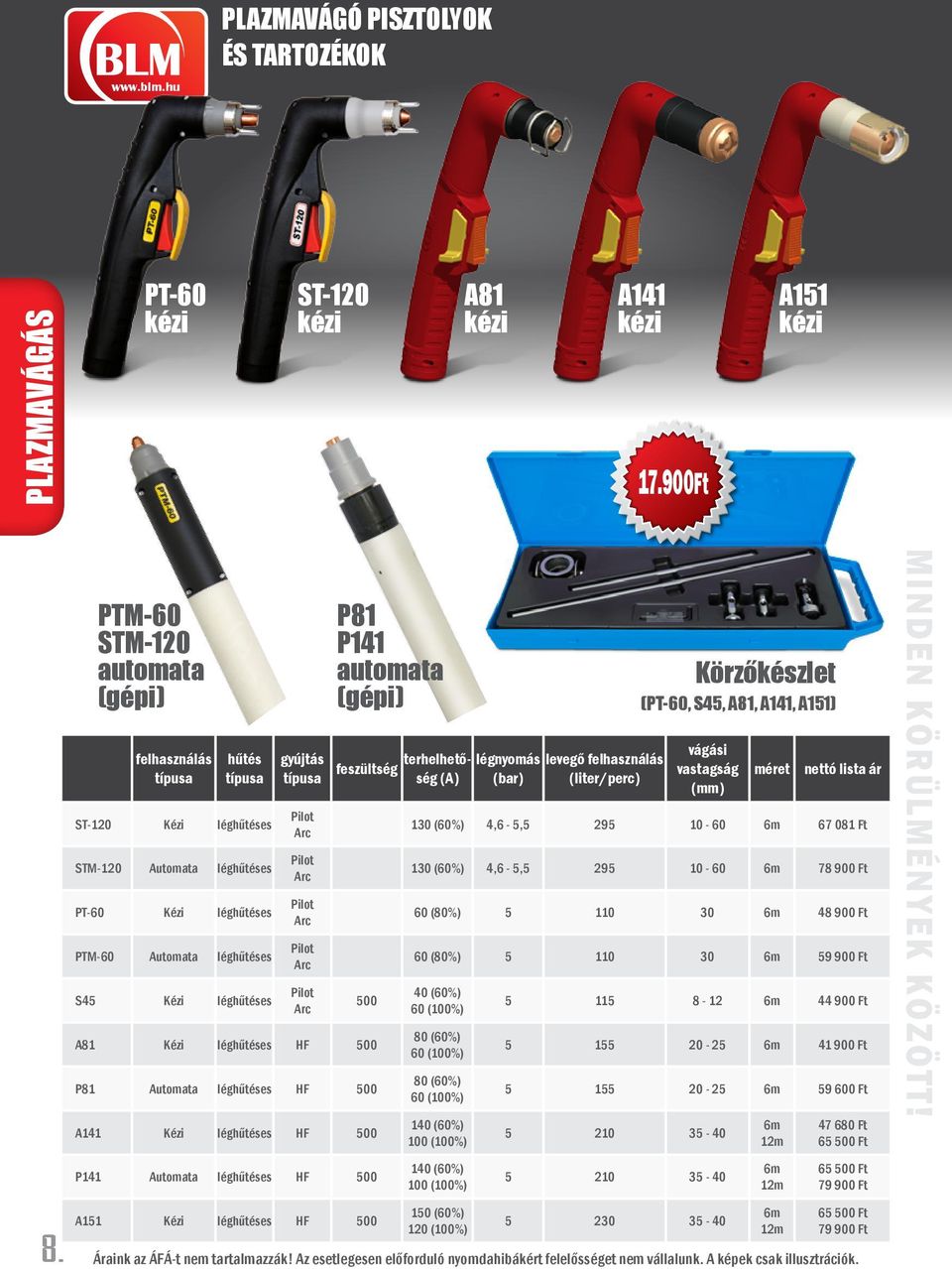 Pilot Arc Pilot Arc Pilot Arc Pilot Arc Pilot Arc terhelhetőség feszültség (A) 500 A81 Kézi léghűtéses HF 500 P81 Automata léghűtéses HF 500 A141 Kézi léghűtéses HF 500 P141 Automata léghűtéses HF