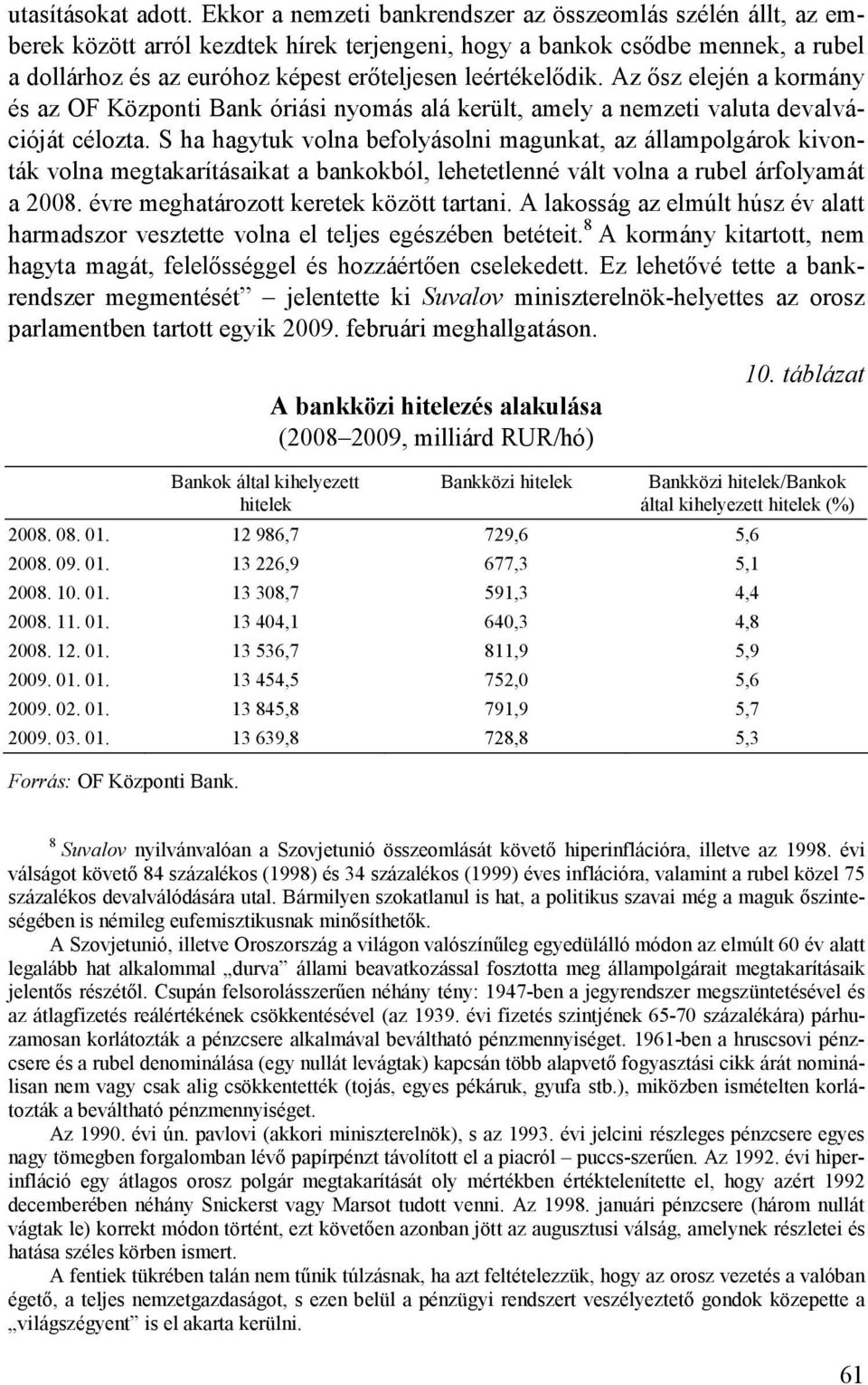 leértékelıdik. Az ısz elején a kormány és az OF Központi Bank óriási nyomás alá került, amely a nemzeti valuta devalvációját célozta.