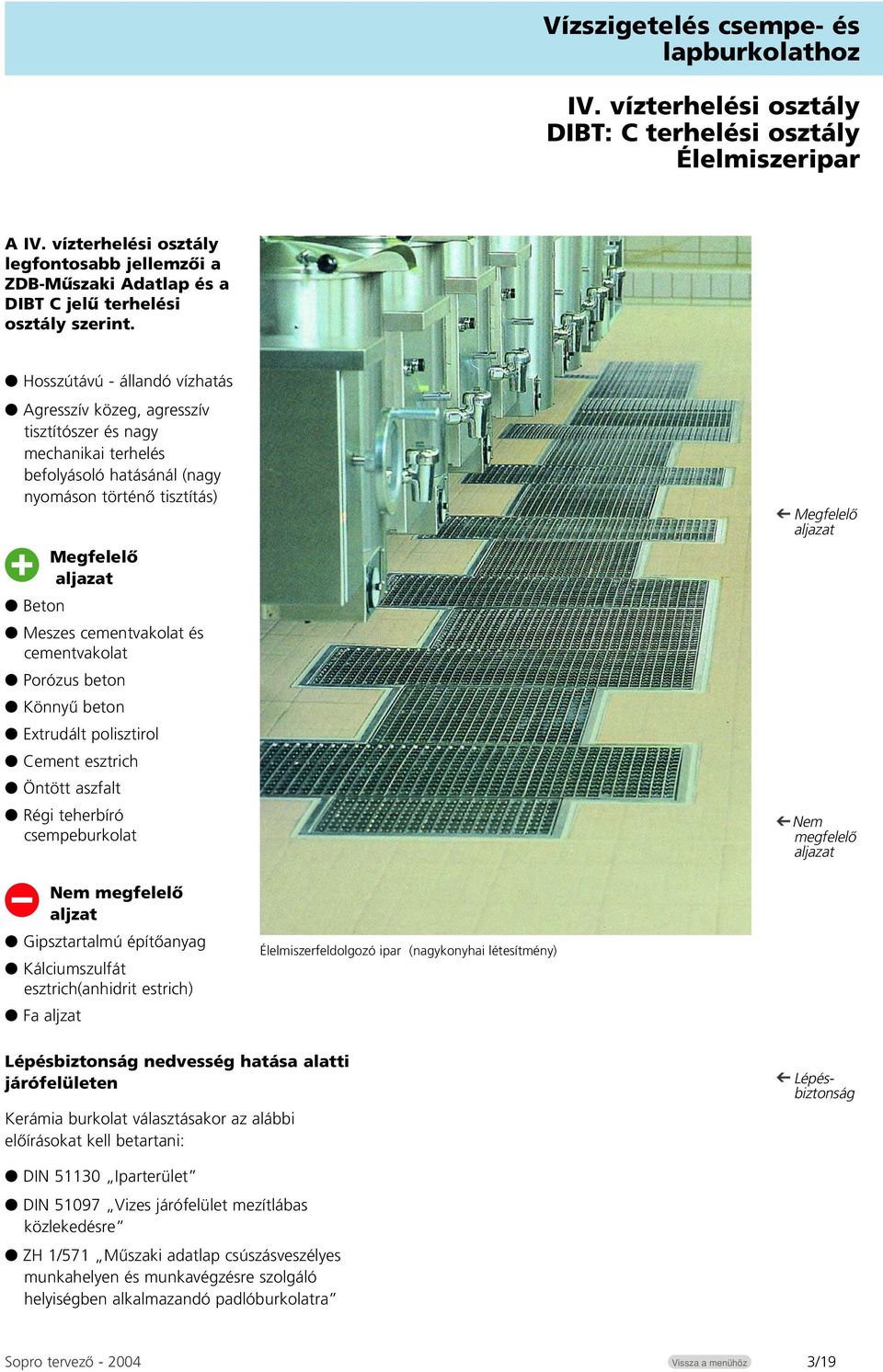 és cementvakolat Porózus beton Könnyû beton Extrudált polisztirol Cement esztrich Öntött aszfalt Régi teherbíró csempeburkolat Megfelelô aljazat Nem megfelelô aljazat Nem megfelelô aljzat