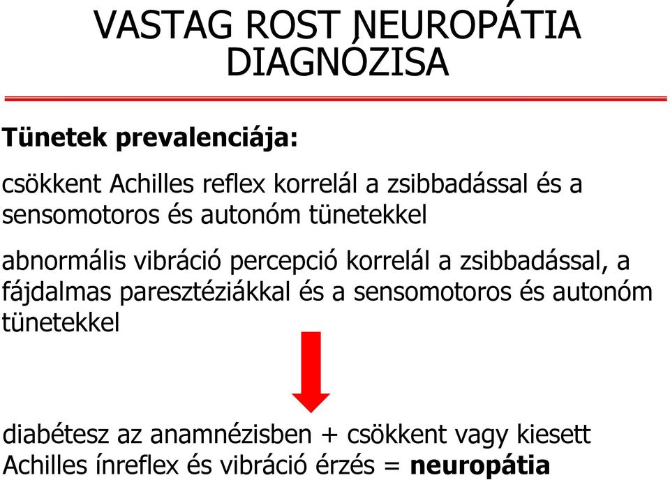 korrelál a zsibbadással, a fájdalmas paresztéziákkal és a sensomotoros és autonóm