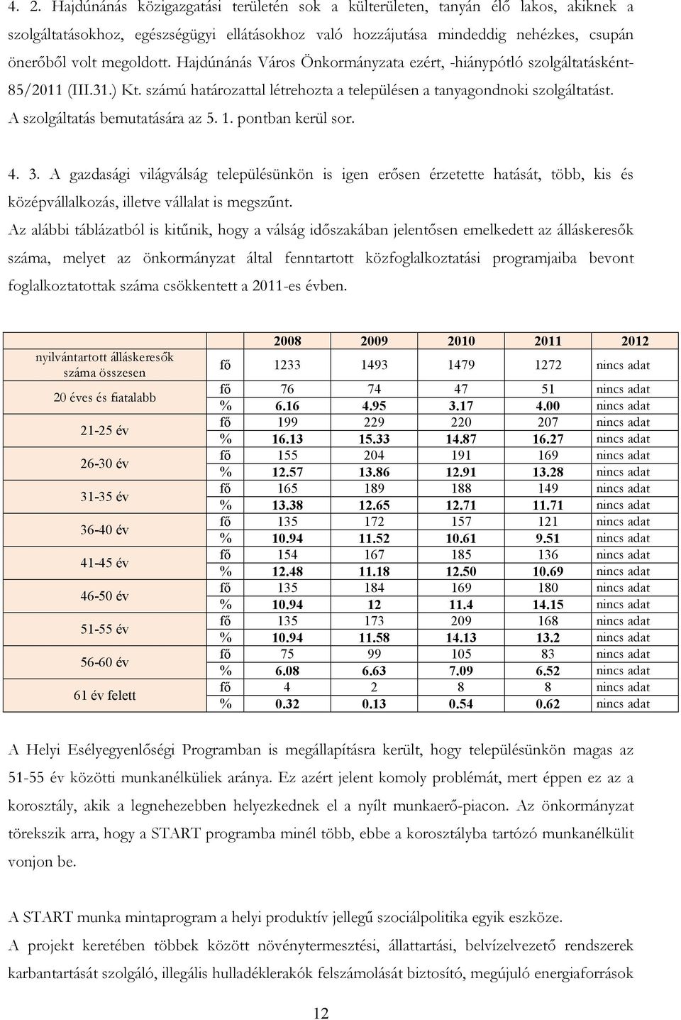 A szolgáltatás bemutatására az 5. 1. pontban kerül sor. 4. 3. A gazdasági világválság településünkön is igen erısen érzetette hatását, több, kis és középvállalkozás, illetve vállalat is megszőnt.