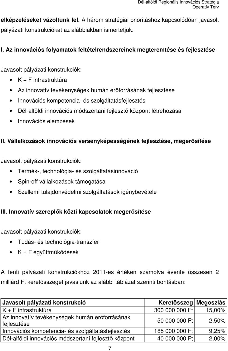 kompetencia- és szolgáltatásfejlesztés Dél-alföldi innovációs módszertani fejlesztı központ létrehozása Innovációs elemzések II.