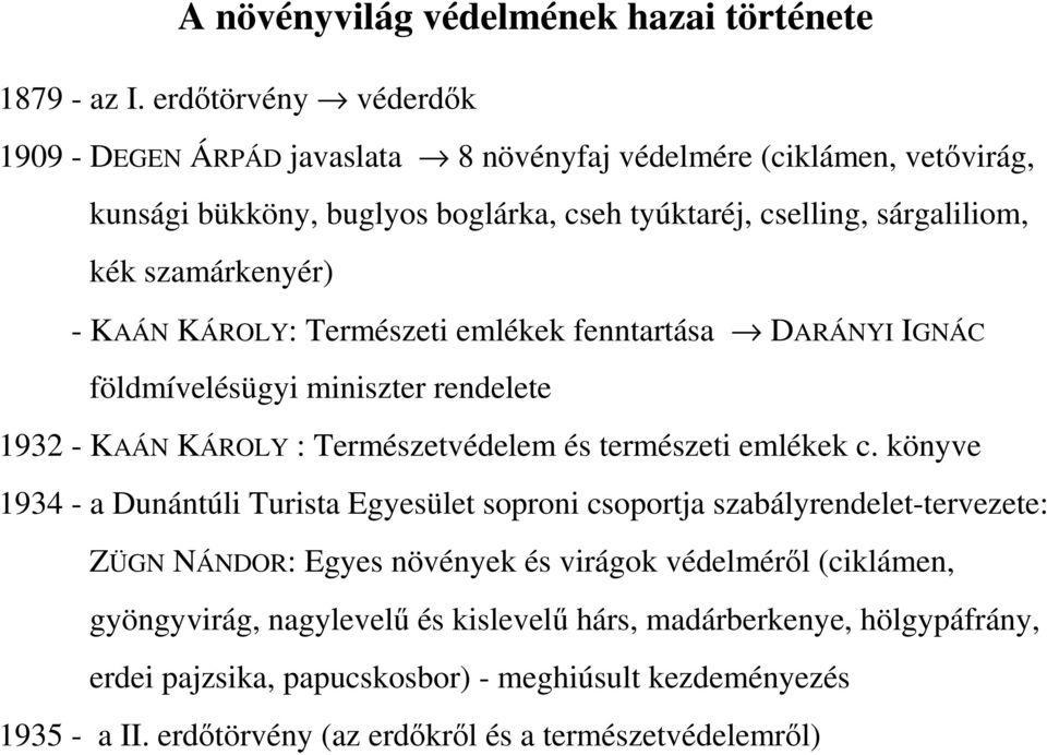 - KAÁN KÁROLY: Természeti emlékek fenntartása DARÁNYI IGNÁC földmívelésügyi miniszter rendelete 1932 - KAÁN KÁROLY : Természetvédelem és természeti emlékek c.