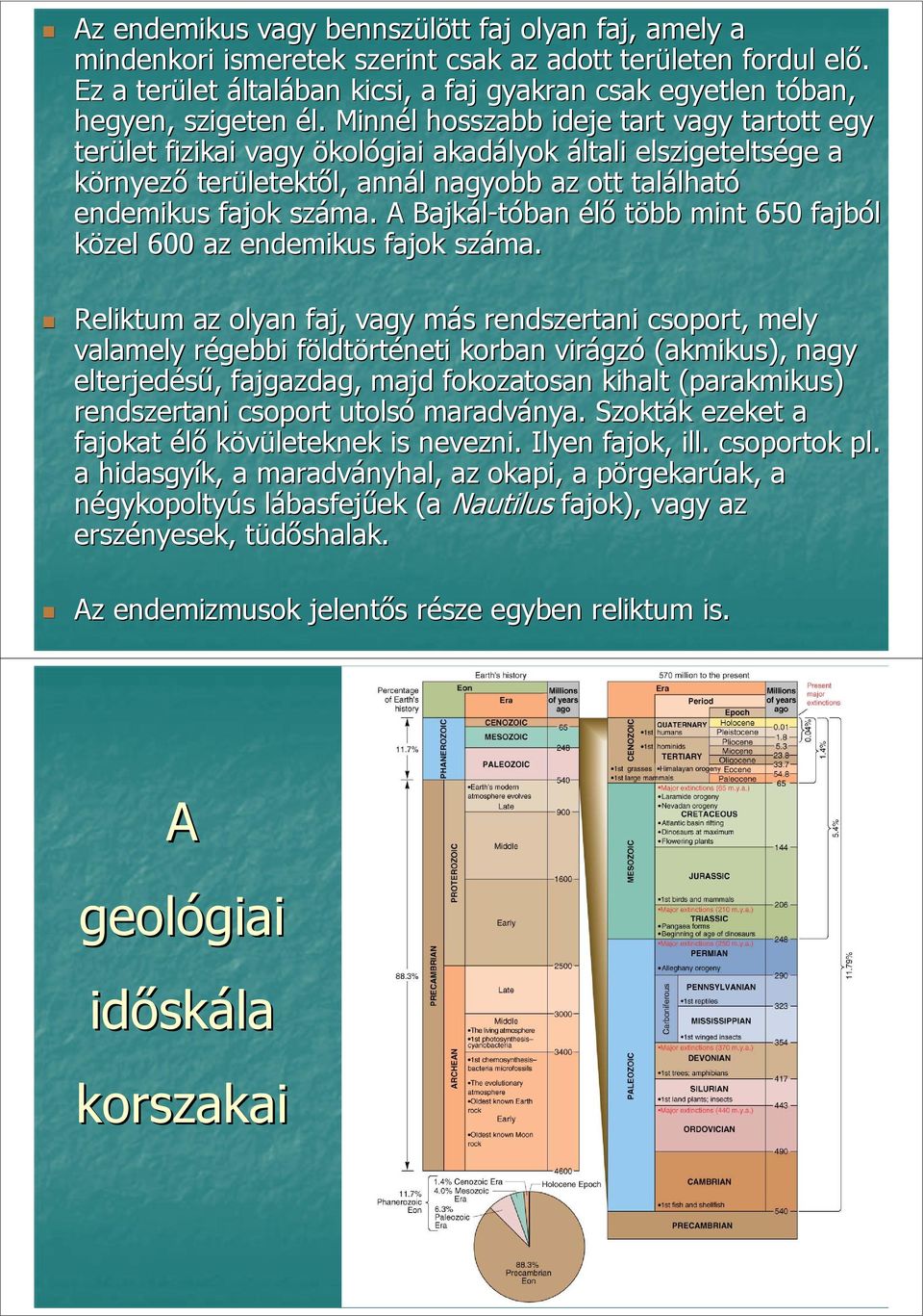 Minnél hosszabb ideje tart vagy tartott egy terület fizikai vagy ökológiai akadályok általi elszigeteltsége a környező területektől, annál nagyobb az ott található endemikus fajok száma.