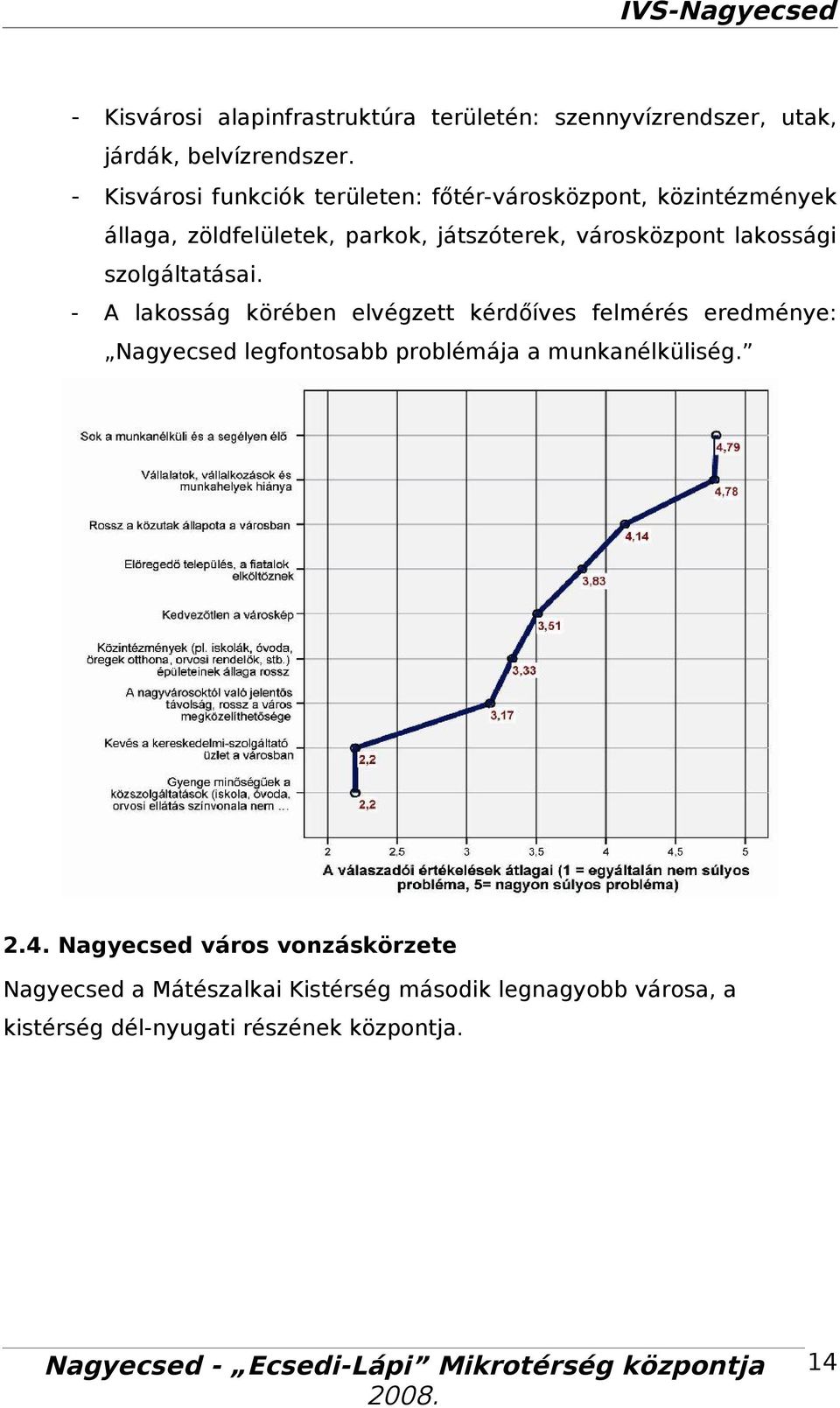 szolgálttási. A lkosság körében elvégzett kérdőíves felmérés eredménye: Ngyecsed legfontosbb problémáj munknélküliség. 2.4.