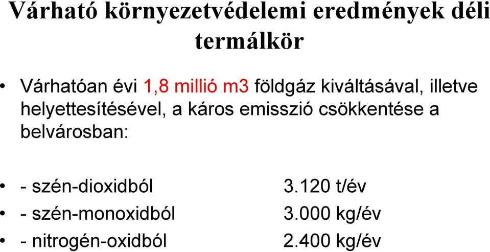 káros emisszió csökkentése a belvárosban: - szén-dioxidból 3.