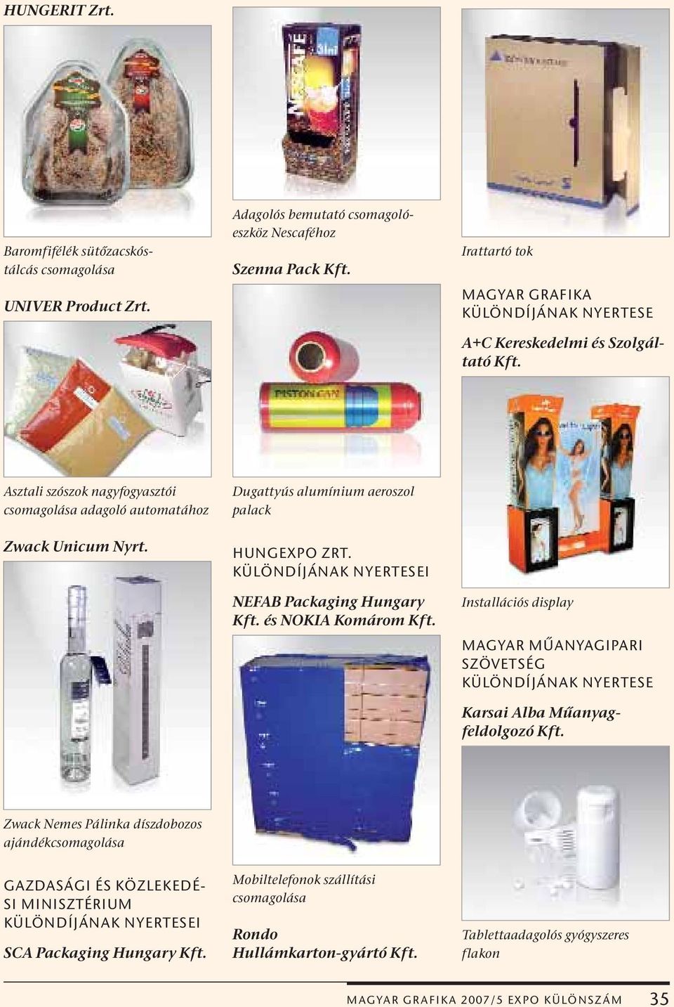 automatához Zwack Unicum Nyrt. Dugattyús alumínium aeroszol palack HUNGEXPO ZRT.