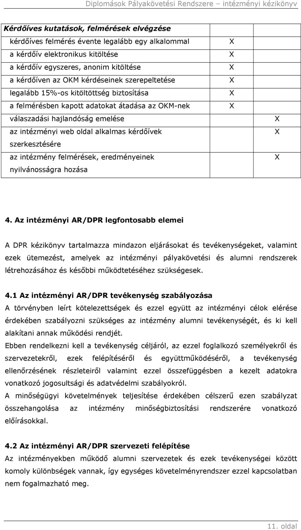 intézmény felmérések, eredményeinek nyilvánosságra hozása 4.