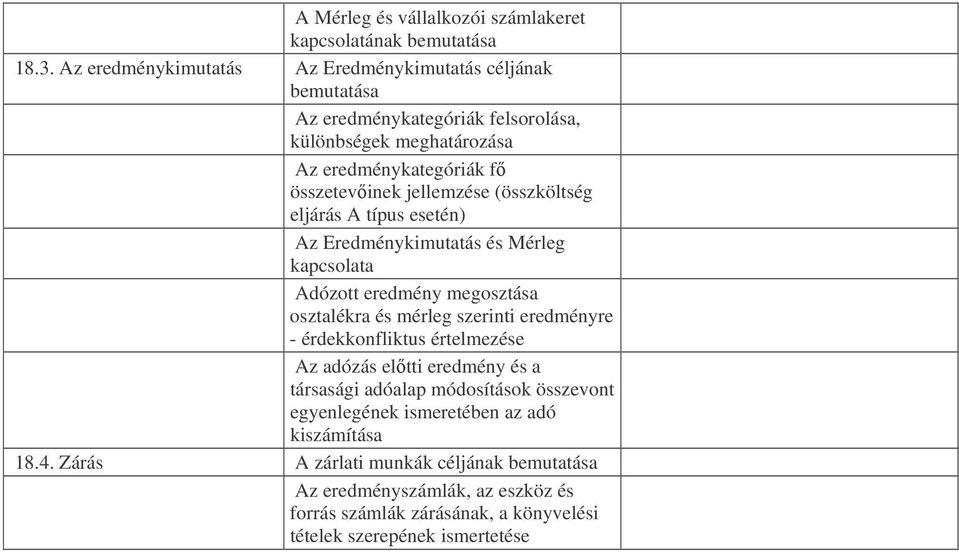 eljárás A típus esetén) Az Eredménykimutatás és Mérleg kapcsolata Adózott eredmény megosztása osztalékra és mérleg szerinti eredményre - érdekkonfliktus