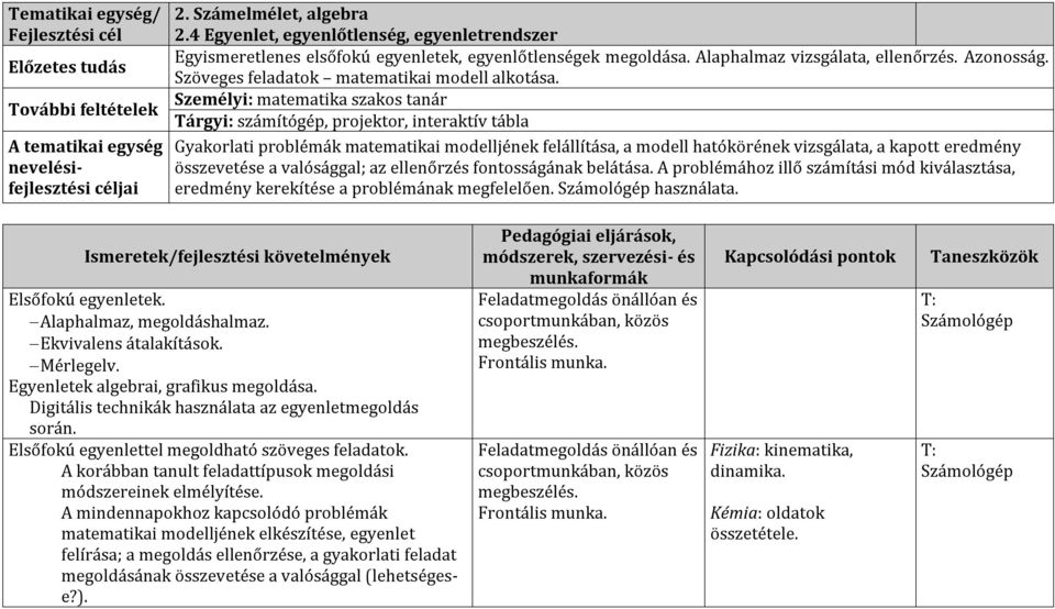 Szöveges feladatok matematikai modell alkotása.