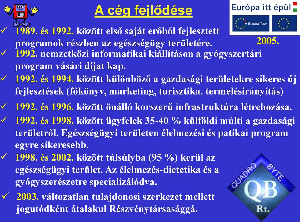 között önálló korszerű infrastruktúra létrehozása. 1992. és 1998. között ügyfelek 35-40 % külföldi múlti a gazdasági területről.