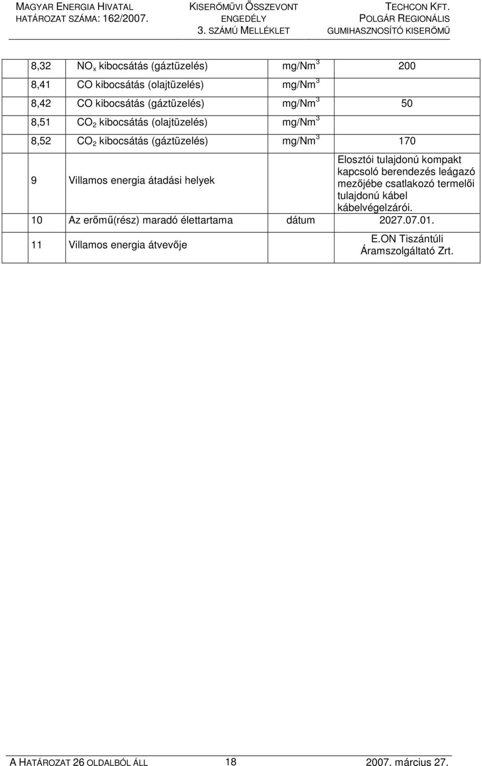 átadási helyek Elosztói tulajdonú kompakt kapcsoló berendezés leágazó mezıjébe csatlakozó termelıi tulajdonú kábel kábelvégelzárói.