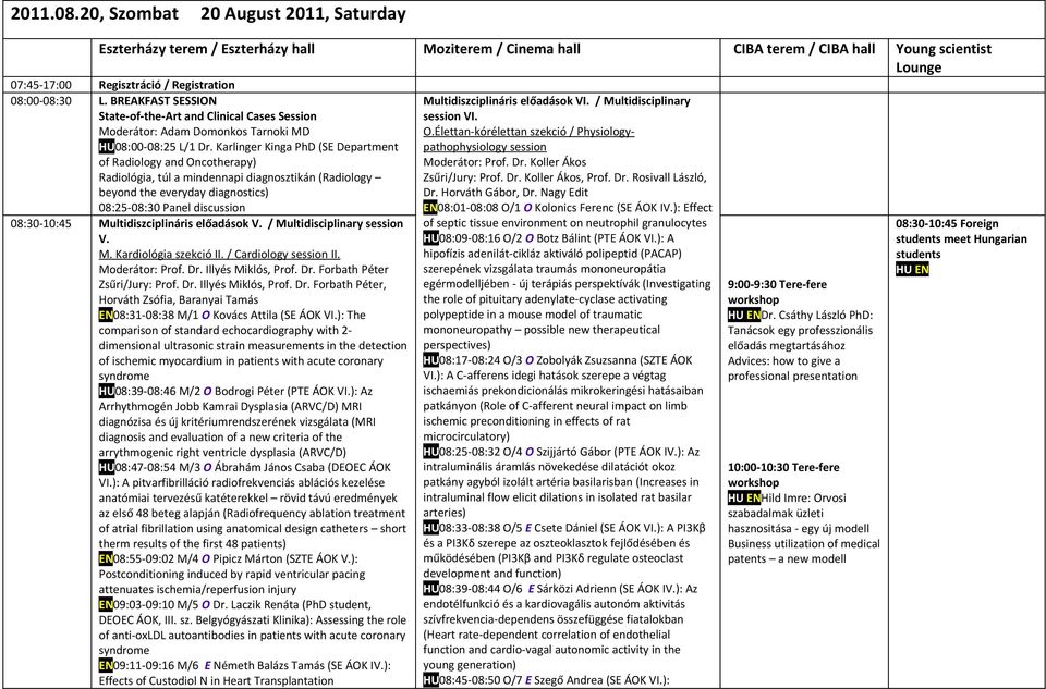 BREAKFAST SESSION State-of-the-Art and Clinical Cases Session Moderátor: Adam Domonkos Tarnoki MD HU08:00-08:25 L/1 Dr.