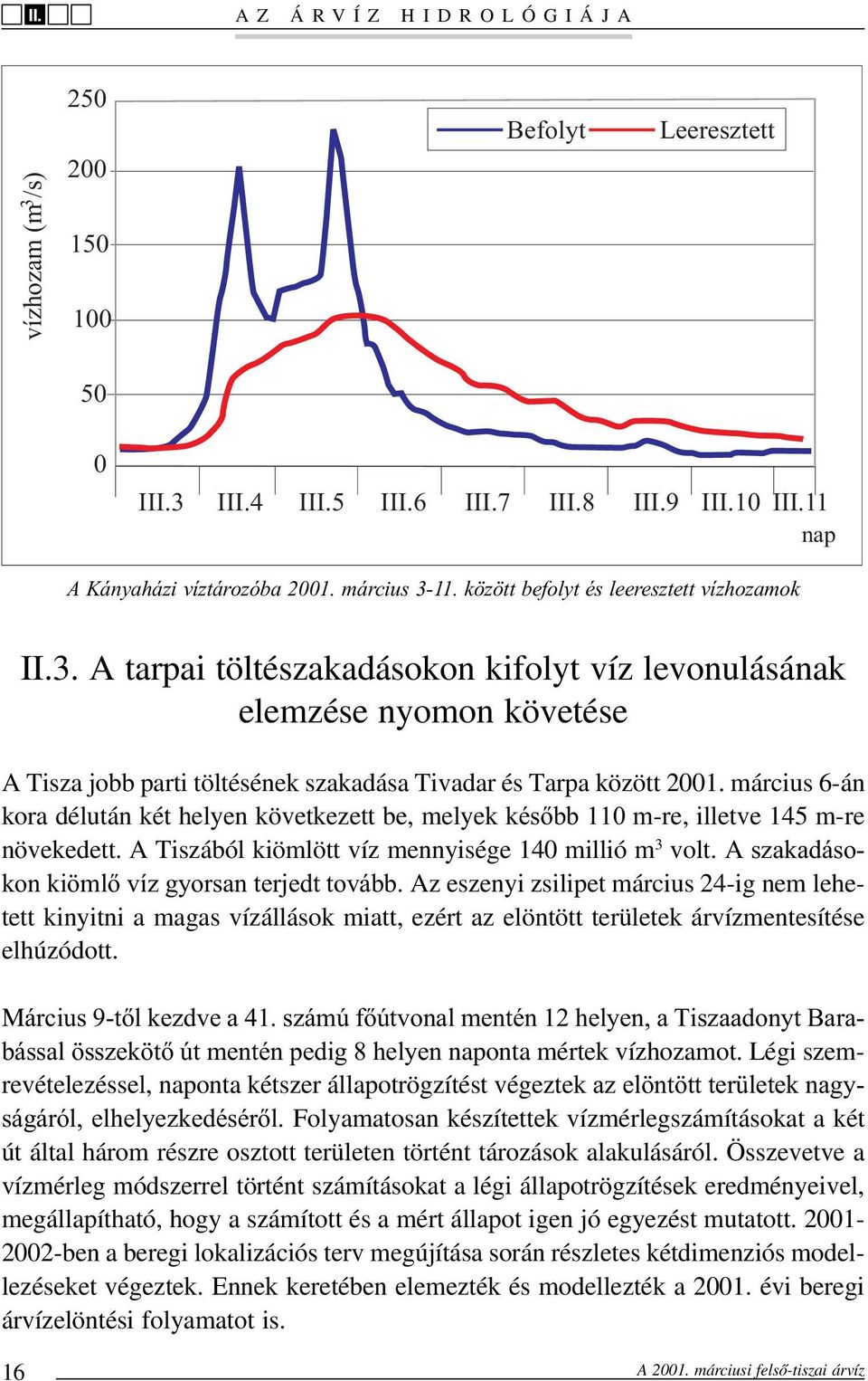 A szakadásokon kiömlõ víz gyorsan terjedt tovább. Az eszenyi zsilipet március 24-ig nem lehetett kinyitni a magas vízállások miatt, ezért az elöntött területek árvízmentesítése elhúzódott.