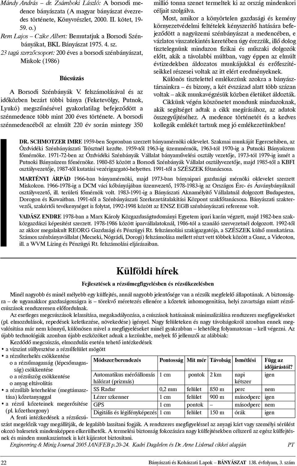 felszámolásával és az idõközben bezárt többi bánya (Feketevölgy, Putnok, Lyukó) megszûnésével gyakorlatilag befejezõdött a szénmedence több mint 200 éves története.