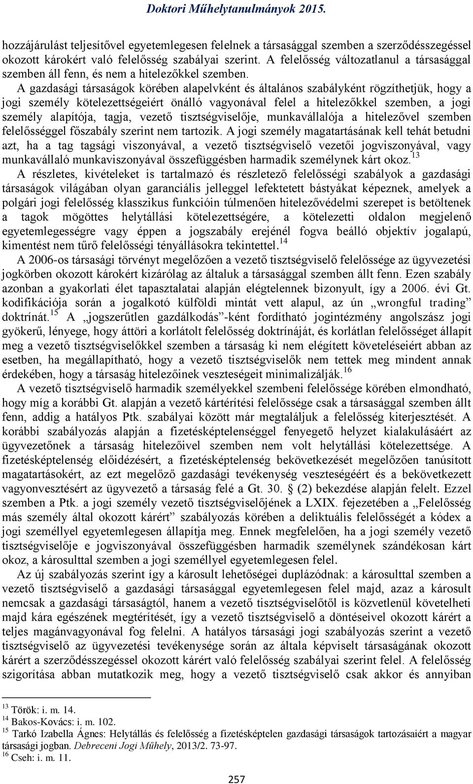 A gazdasági társaságok körében alapelvként és általános szabályként rögzíthetjük, hogy a jogi személy kötelezettségeiért önálló vagyonával felel a hitelezőkkel szemben, a jogi személy alapítója,