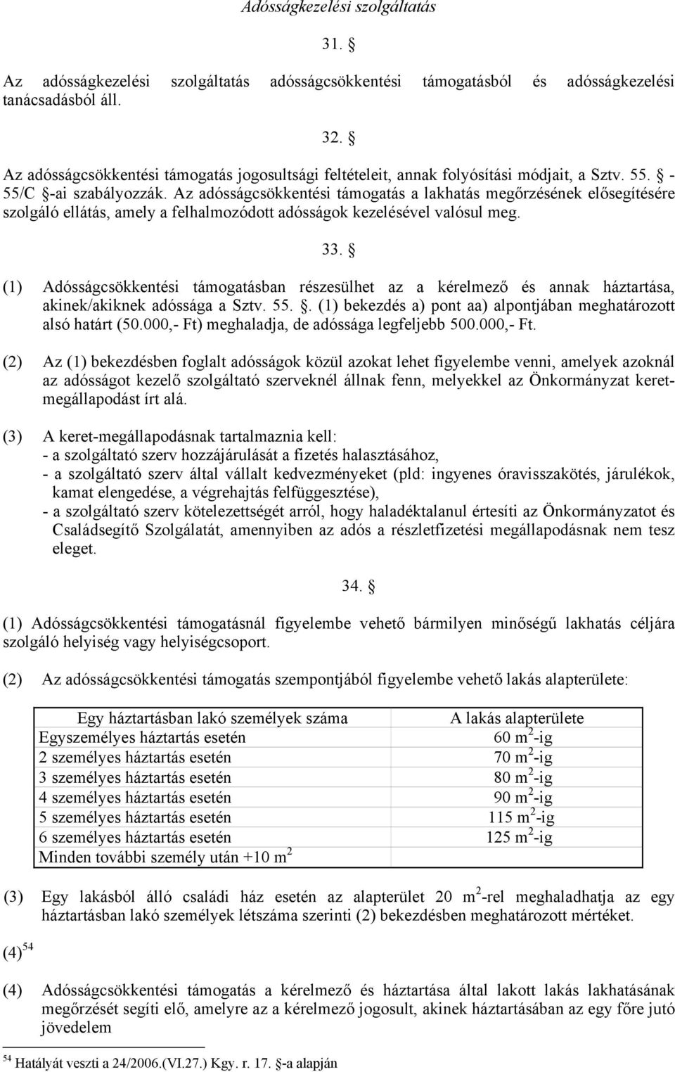 Az adósságcsökkentési támogatás a lakhatás megőrzésének elősegítésére szolgáló ellátás, amely a felhalmozódott adósságok kezelésével valósul meg. 33.