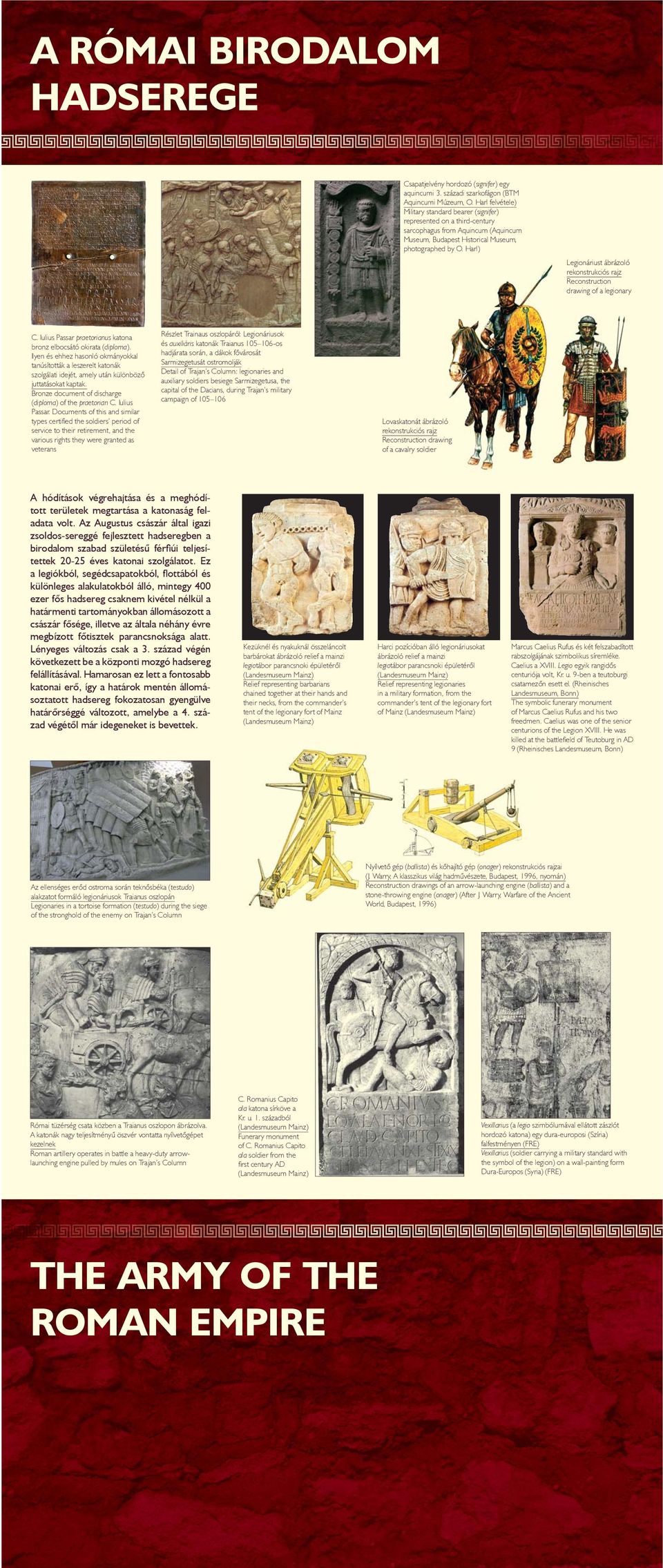 Harl) Legionáriust ábrázoló rekonstrukciós rajz Reconstruction drawing of a legionary C. Iulius Passar praetorianus katona bronz elbocsátó okirata (diploma).