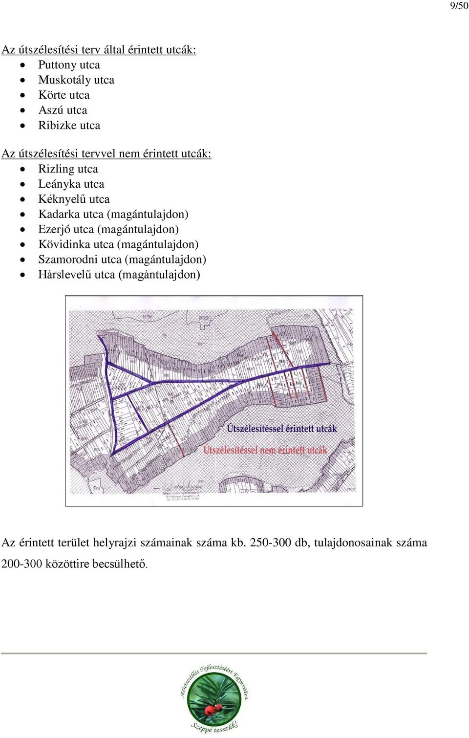 Ezerjó utca (magántulajdon) Kövidinka utca (magántulajdon) Szamorodni utca (magántulajdon) Hárslevelű utca