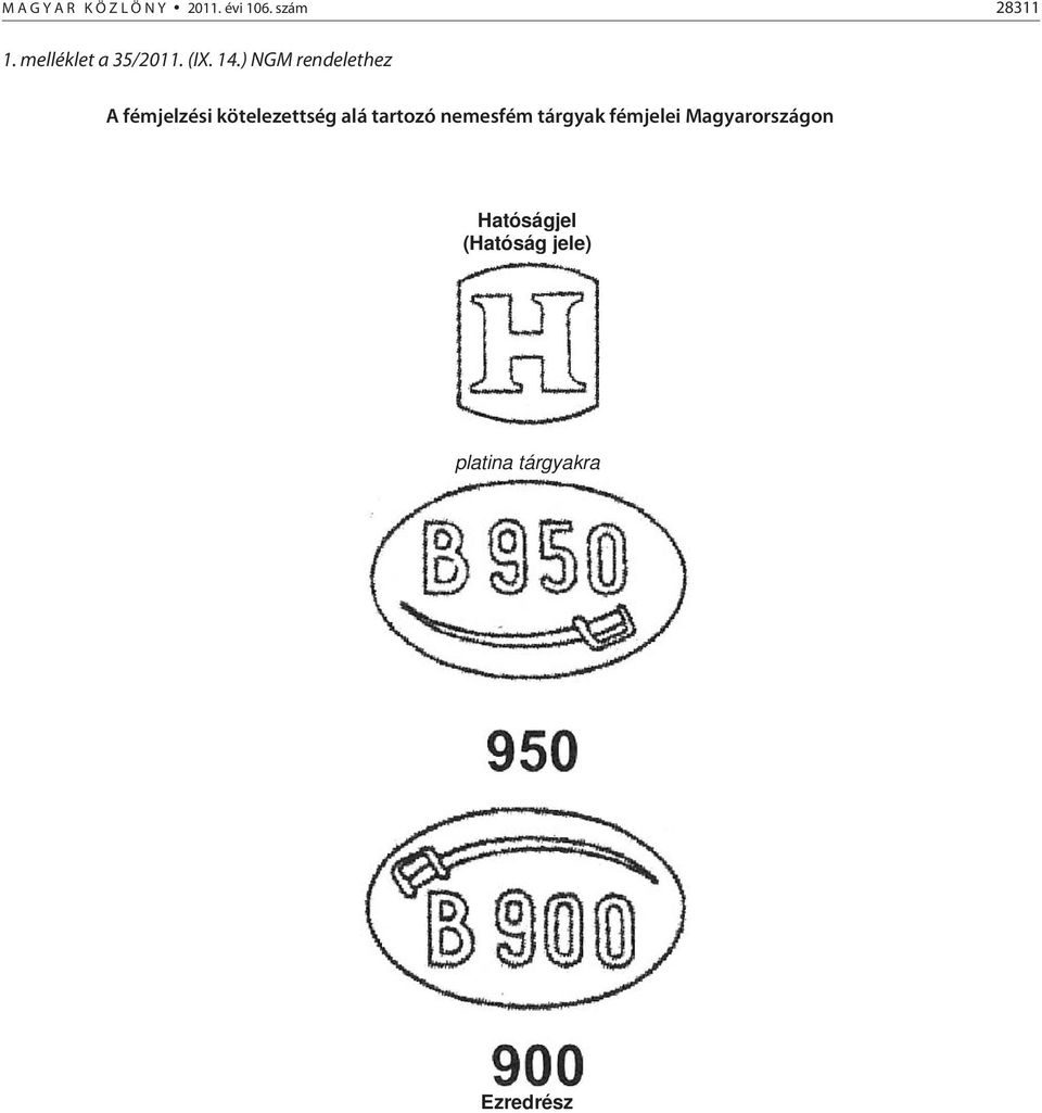 ) NGM rendelethez A fémjelzési kötelezettség alá tartozó