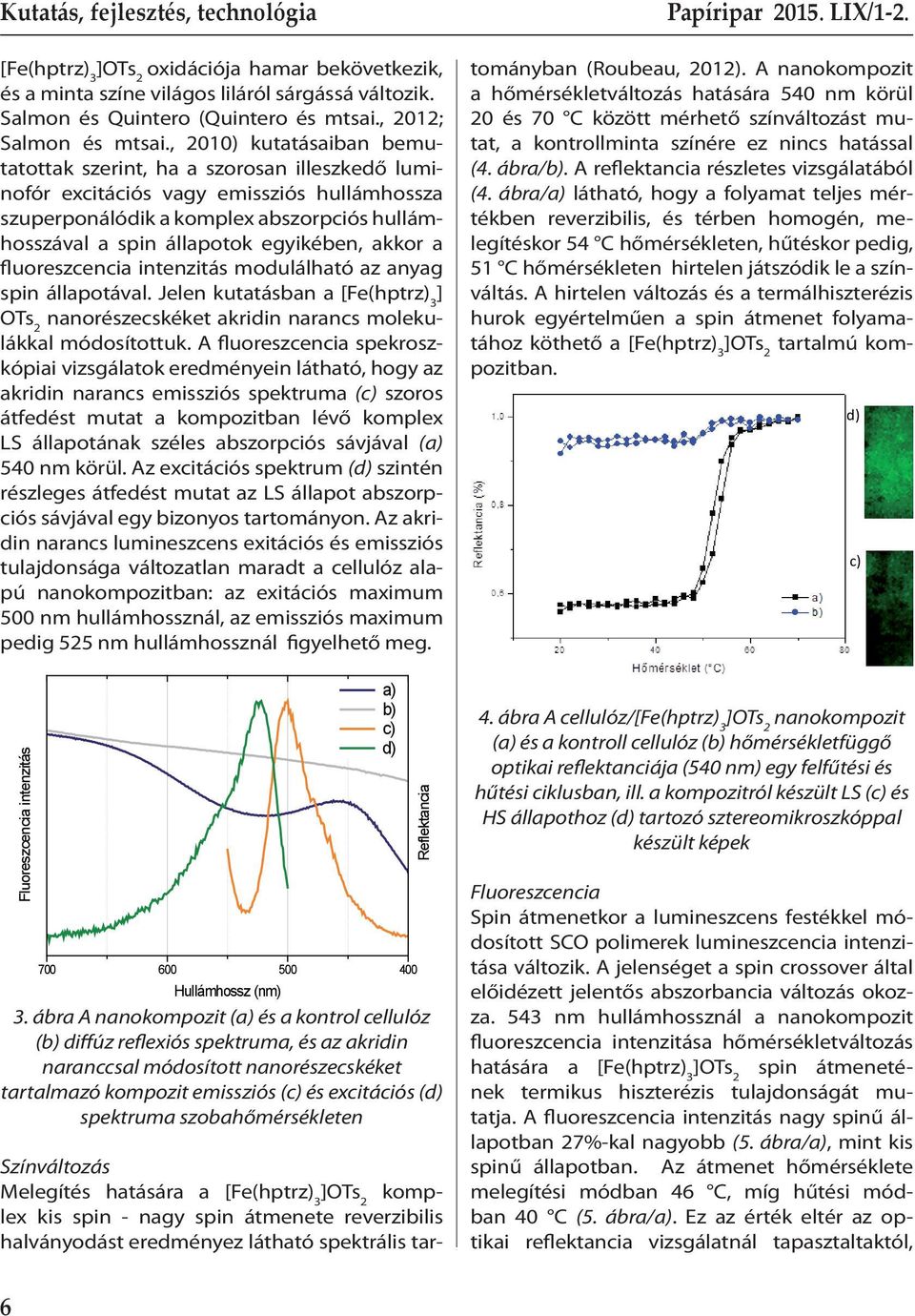 akkor a fluoreszcencia intenzitás modulálható az anyag spin állapotával. Jelen kutatásban a [Fe(hptrz) 3 ] OTs 2 nanorészecskéket akridin narancs molekulákkal módosítottuk.