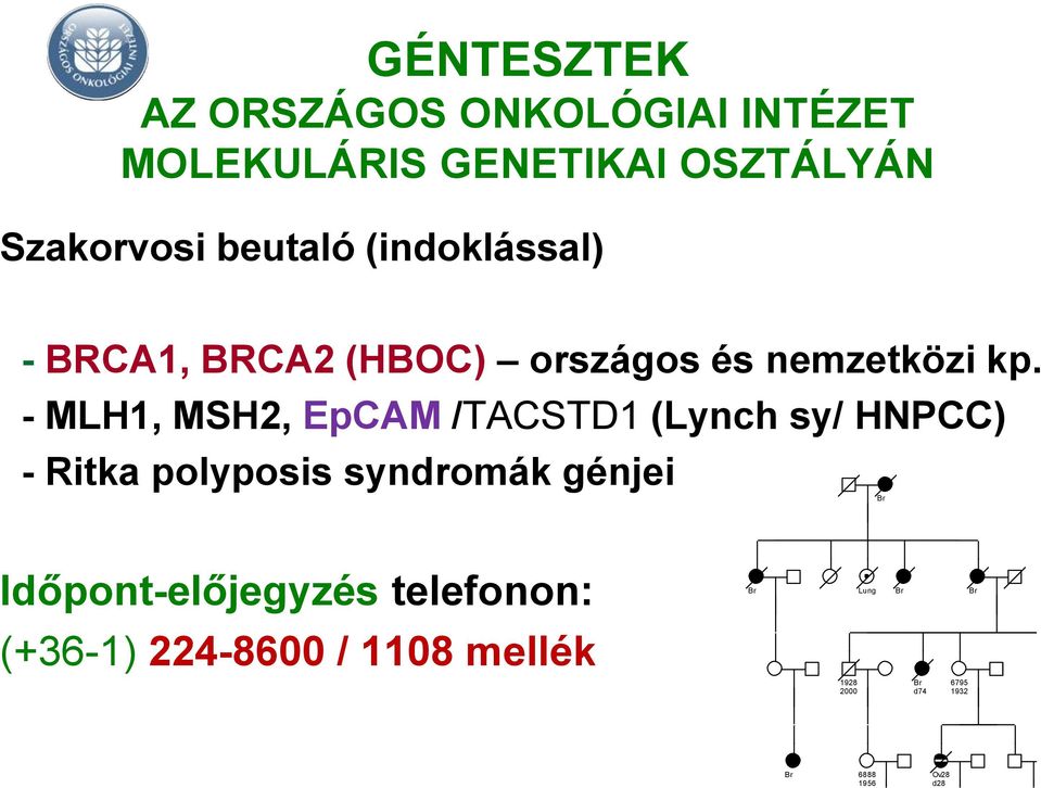 - MLH1, MSH2, EpCAM /TACSTD1 (Lynch sy/ HNPCC) - Ritka polyposis syndromák génjei Br