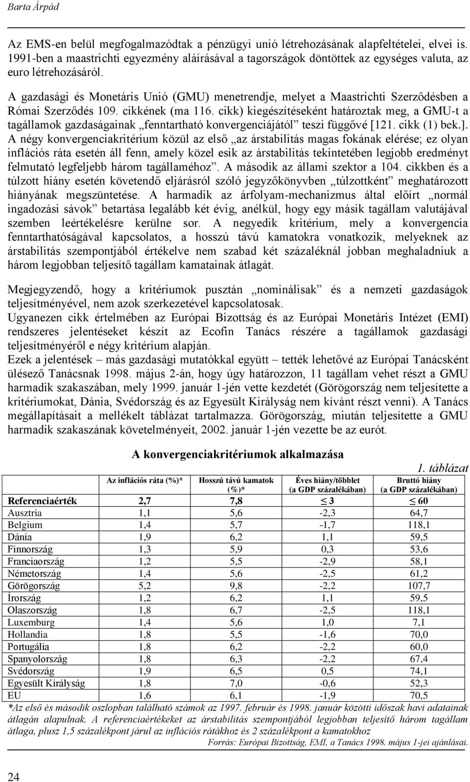 A gazdasági és Monetáris Unió (GMU) menetrendje, melyet a Maastrichti Szerződésben a Római Szerződés 109. cikkének (ma 116.