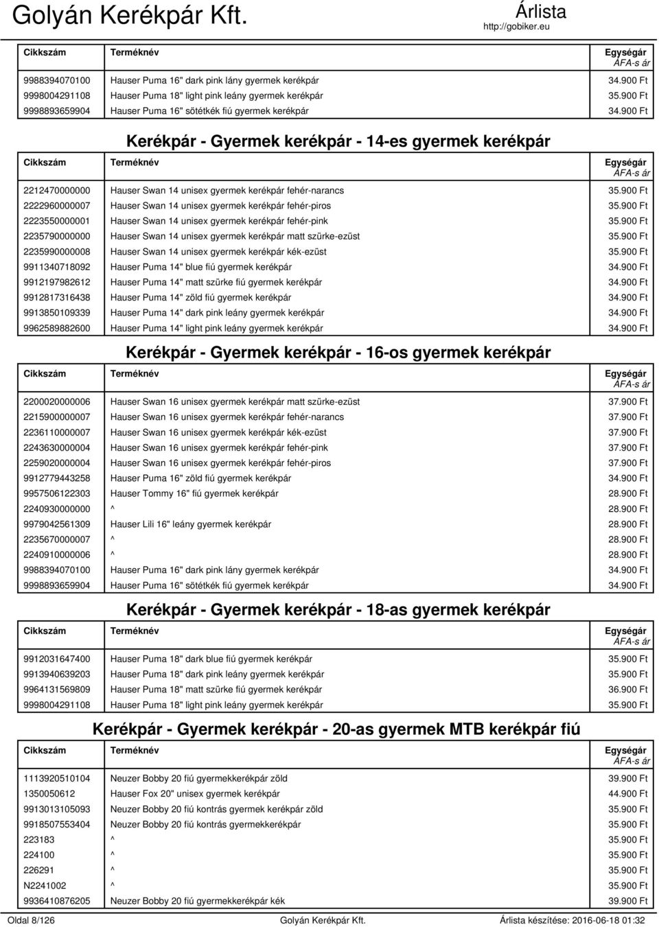 900 Ft 2222960000007 Hauser Swan 14 unisex gyermek kerékpár fehér-piros 35.900 Ft 2223550000001 Hauser Swan 14 unisex gyermek kerékpár fehér-pink 35.