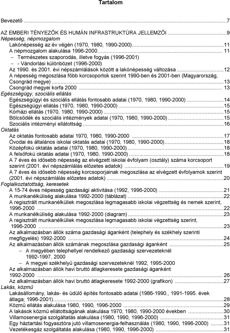 ..12 A népesség megoszlása főbb korcsoportok szerint 199-ben és 21-ben (Magyarország, Csongrád megye)...13 Csongrád megyei korfa 2.