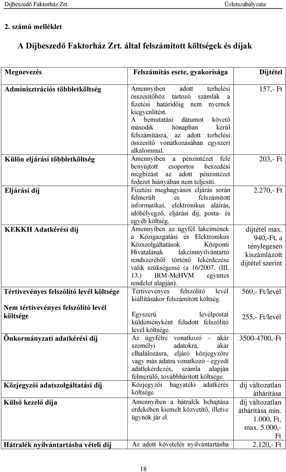 nem nyernek kiegyenlítést. A bemutatási dátumot követő második hónapban kerül felszámításra, az adott terhelési összesítő vonatkozásában egyszeri alkalommal.