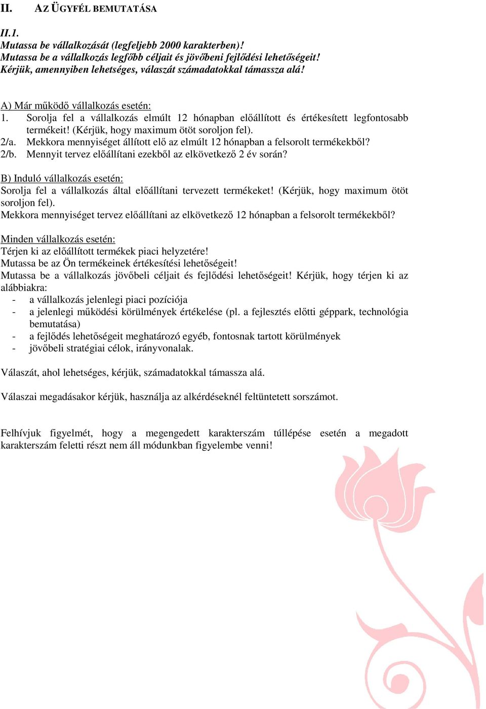 Sorolja fel a vállalkozás elmúlt 12 hónapban előállított és értékesített legfontosabb termékeit! (Kérjük, hogy maximum ötöt soroljon fel). 2/a.