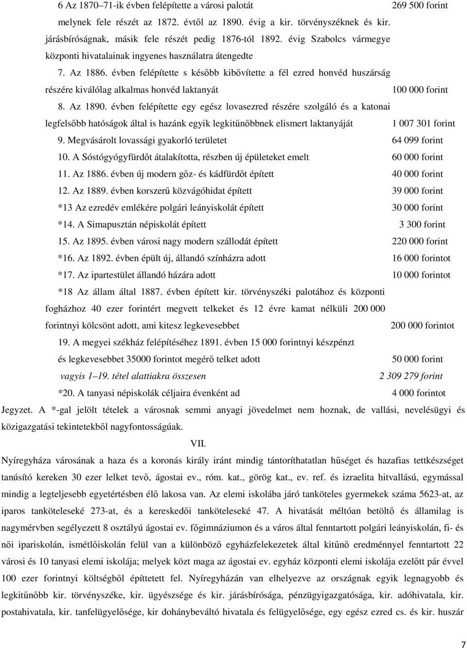 évben felépítette s később kibővítette a fél ezred honvéd huszárság részére kiválólag alkalmas honvéd laktanyát 100 000 forint 8. Az 1890.