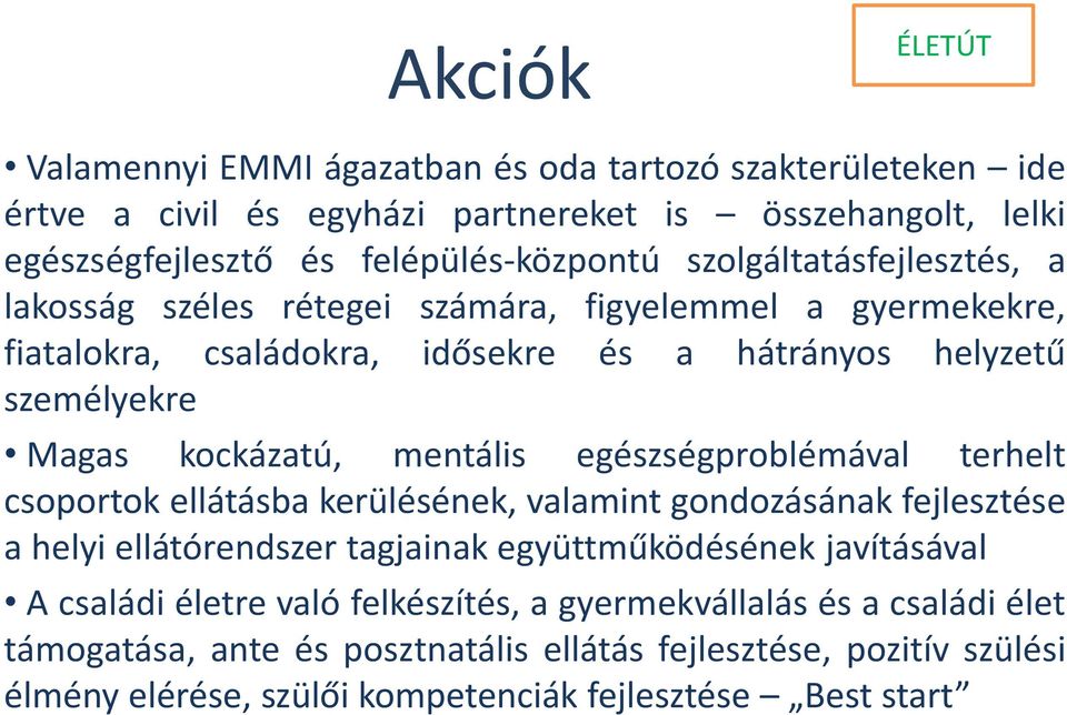 mentális egészségproblémával terhelt csoportok ellátásba kerülésének, valamint gondozásának fejlesztése a helyi ellátórendszer tagjainak együttműködésének javításával A családi