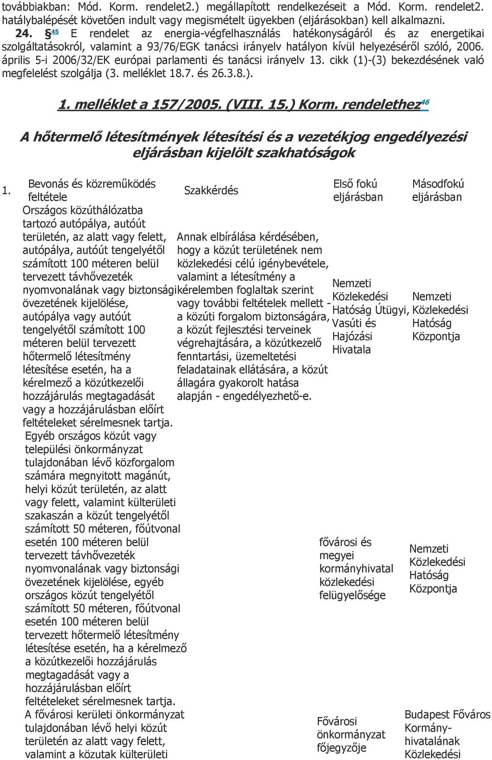 április 5-i 2006/32/EK európai parlamenti és tanácsi irányelv 13. cikk (1)-(3) bekezdésének való megfelelést szolgálja (3. melléklet 18.7. és 26.3.8.). 1. melléklet a 157/2005. (VIII. 15.) Korm.