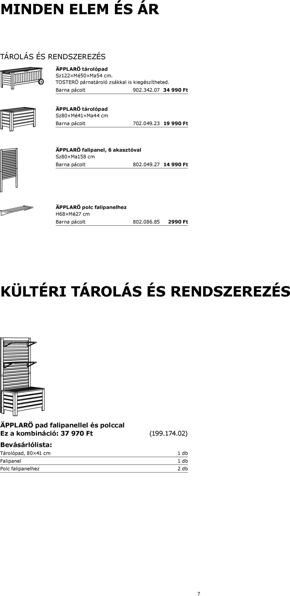 23 19 990 Ft ÄPPLARÖ falipanel, 6 akasztóval Sz80 Ma158 cm 802.049.27 14 990 Ft ÄPPLARÖ polc falipanelhez H68 Mé27 cm 802.