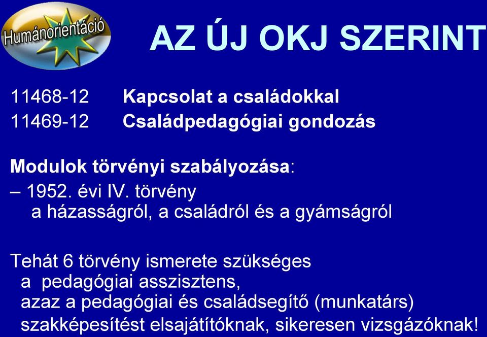 törvény a házasságról, a családról és a gyámságról Tehát 6 törvény ismerete szükséges