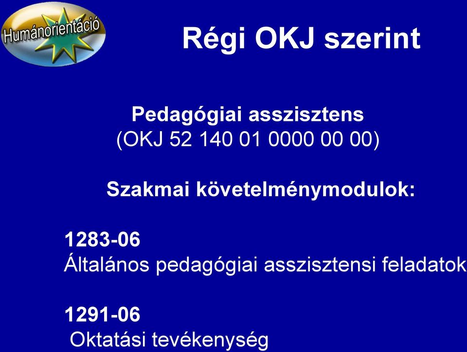 követelménymodulok: 1283-06 Általános