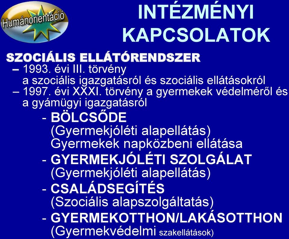 törvény a gyermekek védelméről és a gyámügyi igazgatásról - BÖLCSŐDE (Gyermekjóléti alapellátás)