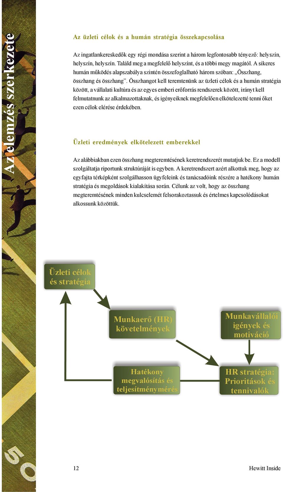 Összhangot kell teremtenünk az üzleti célok és a humán stratégia között, a vállalati kultúra és az egyes emberi erőforrás rendszerek között, irányt kell felmutatnunk az alkalmazottaknak, és