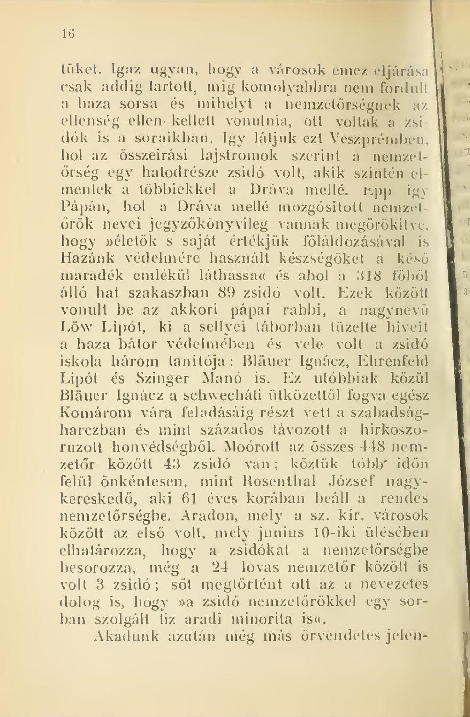 hol az összeirási lajstromok szerint a nemzetrség egy ha