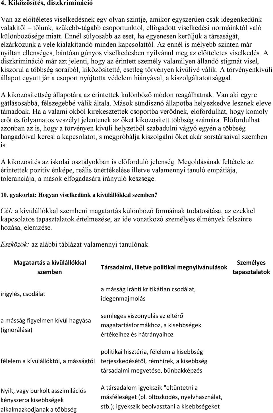 Az ennél is mélyebb szinten már nyíltan ellenséges, bántóan gúnyos viselkedésben nyilvánul meg az előítéletes viselkedés.