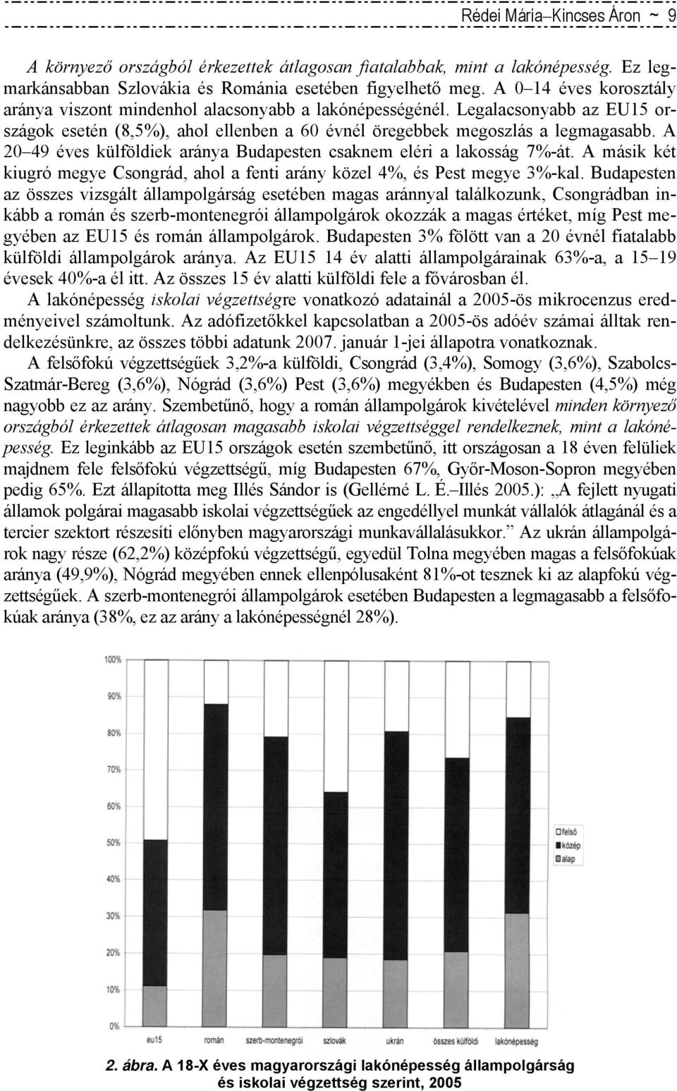 A 20 49 éves külföldiek aránya Budapesten csaknem eléri a lakosság 7%-át. A másik két kiugró megye Csongrád, ahol a fenti arány közel 4%, és Pest megye 3%-kal.