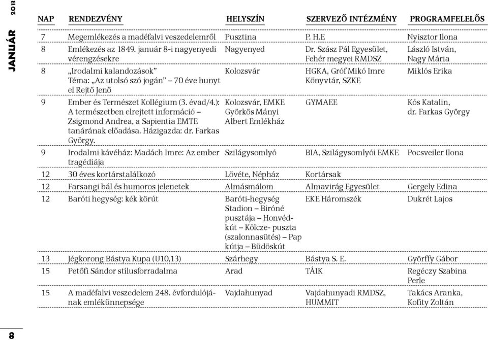 ): A természetben elrejtett információ Zsigmond Andrea, a Sapientia EMTE tanárának előadása. Házigazda: dr. Farkas György.