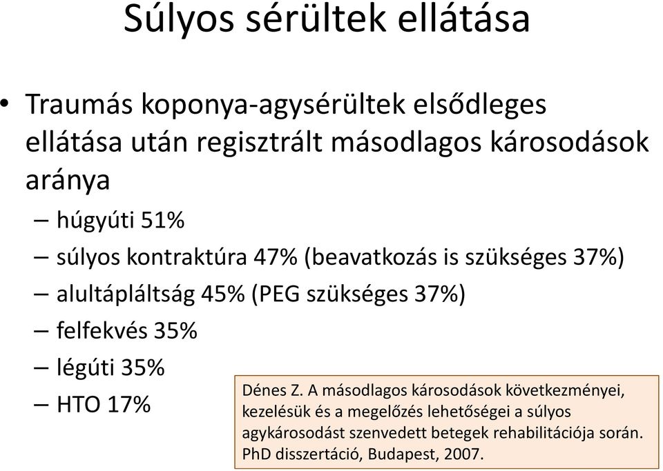 szükséges 37%) felfekvés 35% légúti 35% HTO 17% Dénes Z.