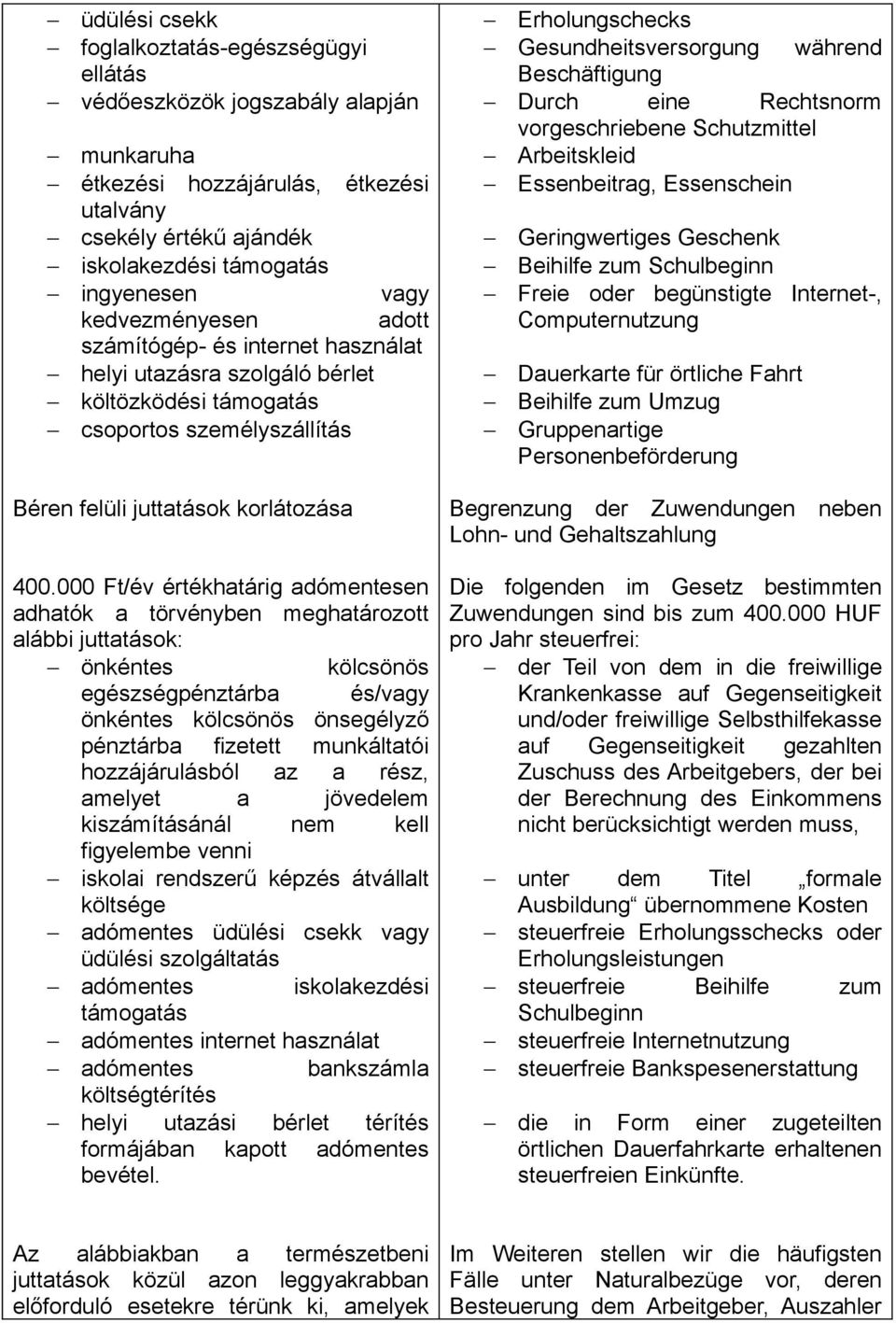 000 Ft/év értékhatárig adómentesen adhatók a törvényben meghatározott alábbi juttatások: önkéntes kölcsönös egészségpénztárba és/vagy önkéntes kölcsönös önsegélyző pénztárba fizetett munkáltatói