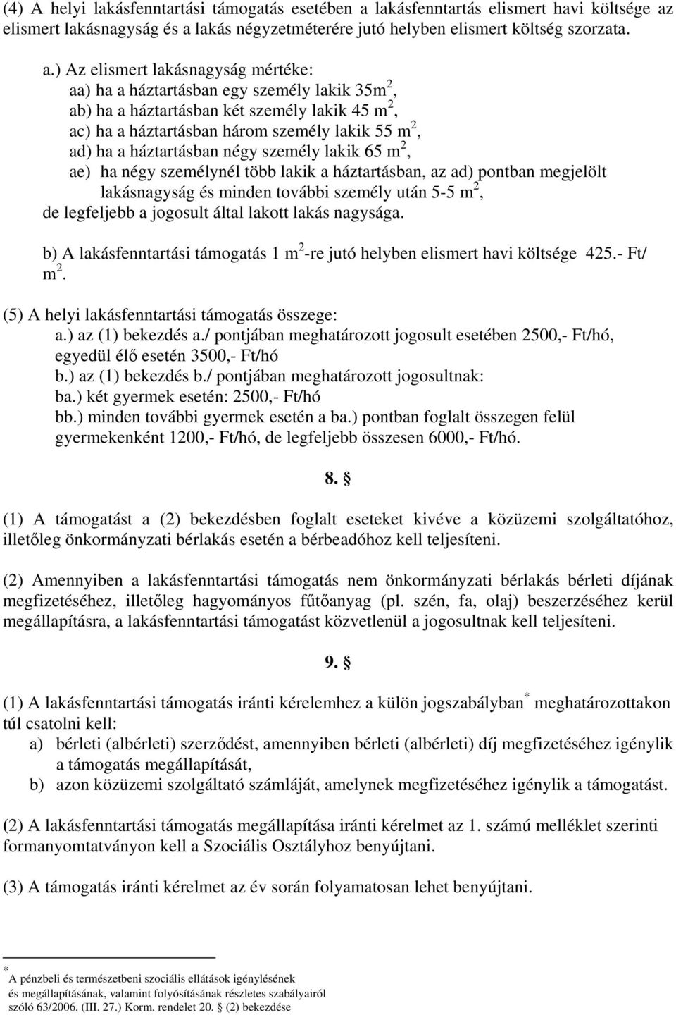 elismert lakásnagyság és a 