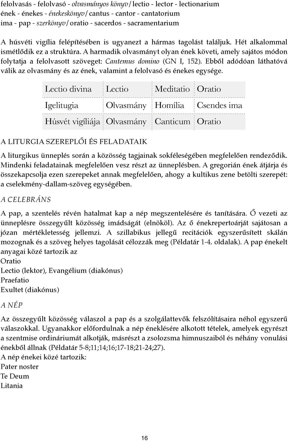 A harmadik olvasmányt olyan ének követi, amely sajátos módon folytatja a felolvasott szöveget: Cantemus domino (GN I, 152).