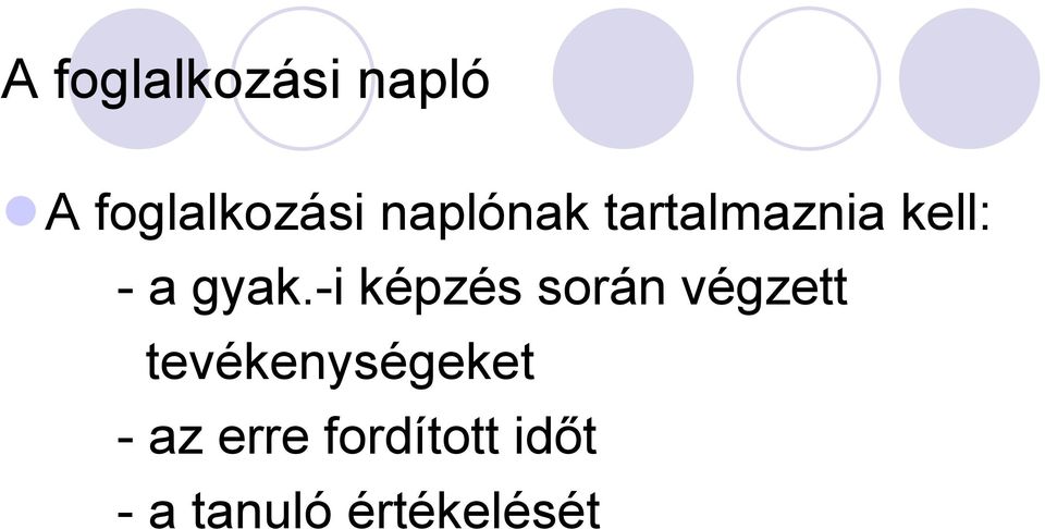 -i képzés során végzett tevékenységeket