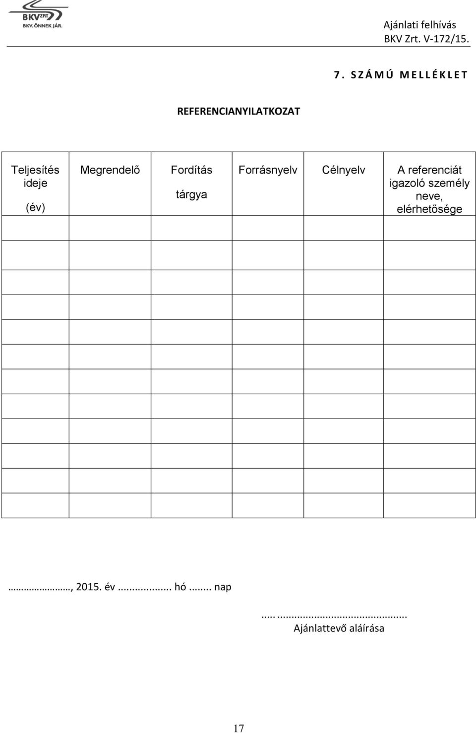 Forrásnyelv Célnyelv A referenciát igazoló személy