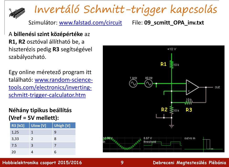 szabályozható. Egy online méretező program itt található: www.random-sciencetools.